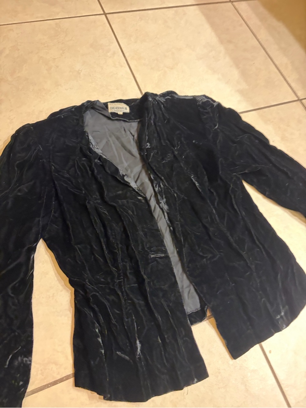 Women's Black Velvet Open Front Jacket